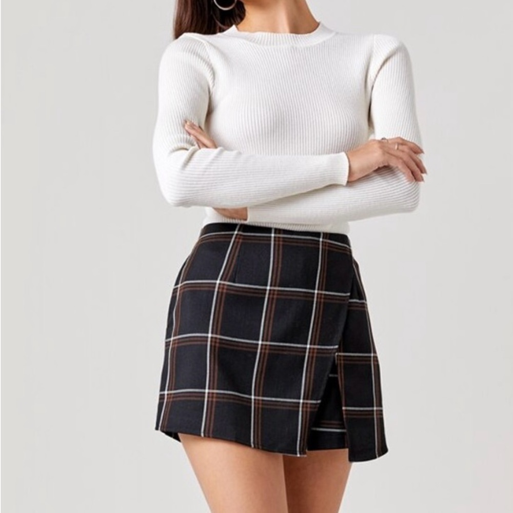 Mi Ami‎ Size XS Women's Mallie Plaid Wrap Skort Preppy Classic